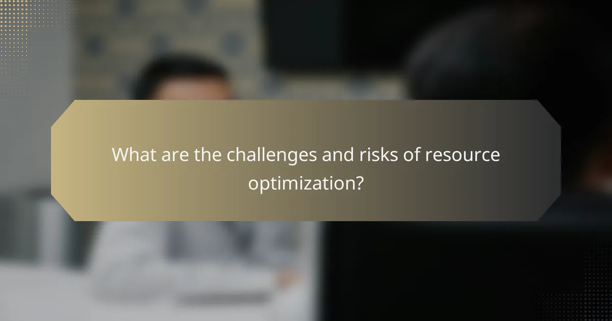 What are the challenges and risks of resource optimization?